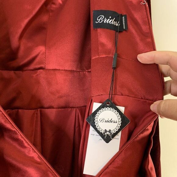 Bridess Velvet Satin Gown Size 6 Long Formal Wedding Bride Dress Slit Pockets - Picture 9 of 12